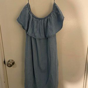 Zara off-shoulder denim dress